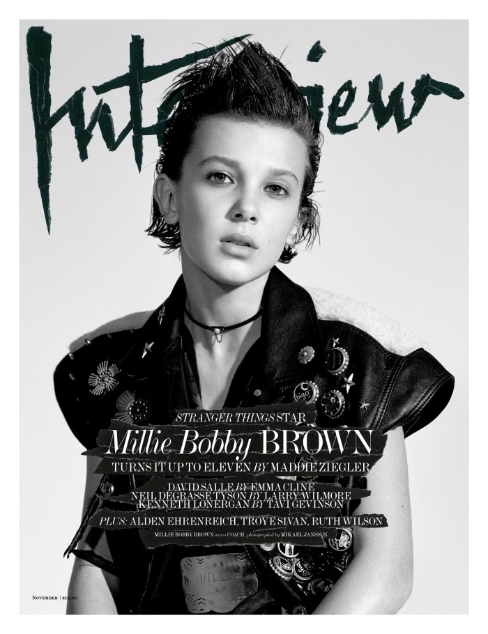 "Stranger Things" star Millie Bobby Brown on "Interview," Nov. 2016. Photo: Mikael Jansson/"Interview"