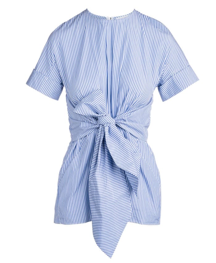 Kaelen cotton pleat front shirt, $156, available at Kaelen.