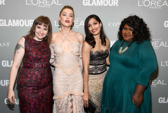 Lena Dunham, Amber Heard, Freida Pinto and Gabourey Sidibe at the 'Glamour' Women of the Year Awards. Photo: Frazer Harrison/Getty Images