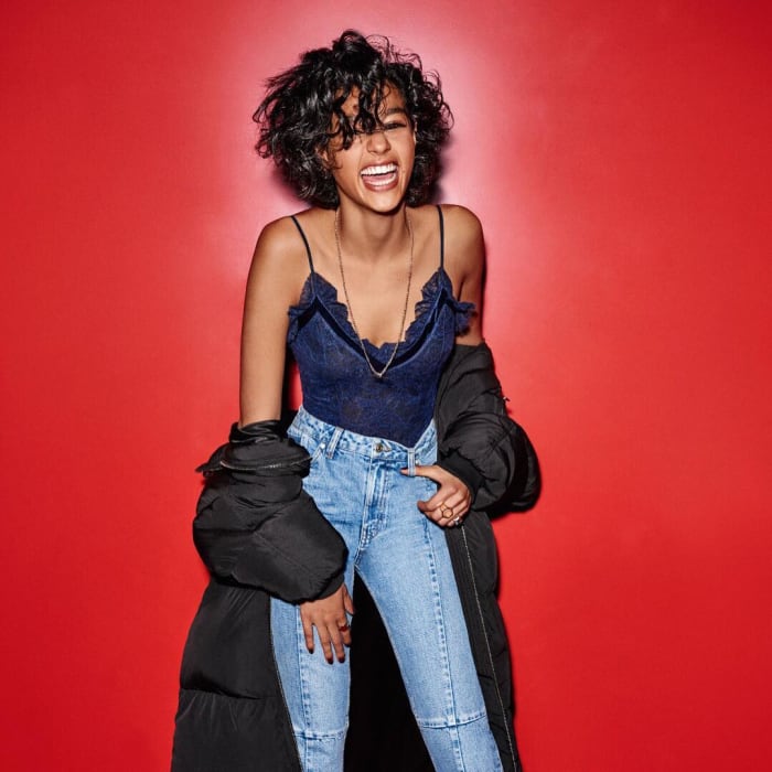 That's one way to wear a puffer jacket. Photo: @topshop/Instagram