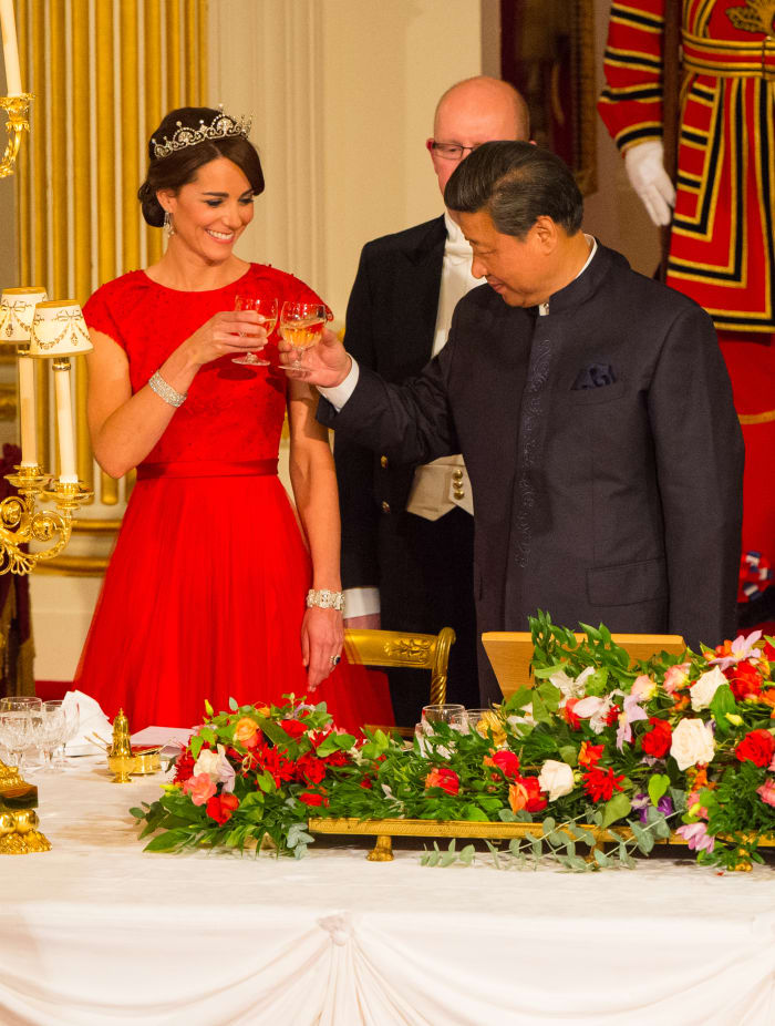 The Duchess of Cambridge and Chinese President Xi Jinping at a state banquet at Buckingham Palace on Oct. 20, 2015. Photo: Dominic Lipinski/WPA Pool /Getty Images