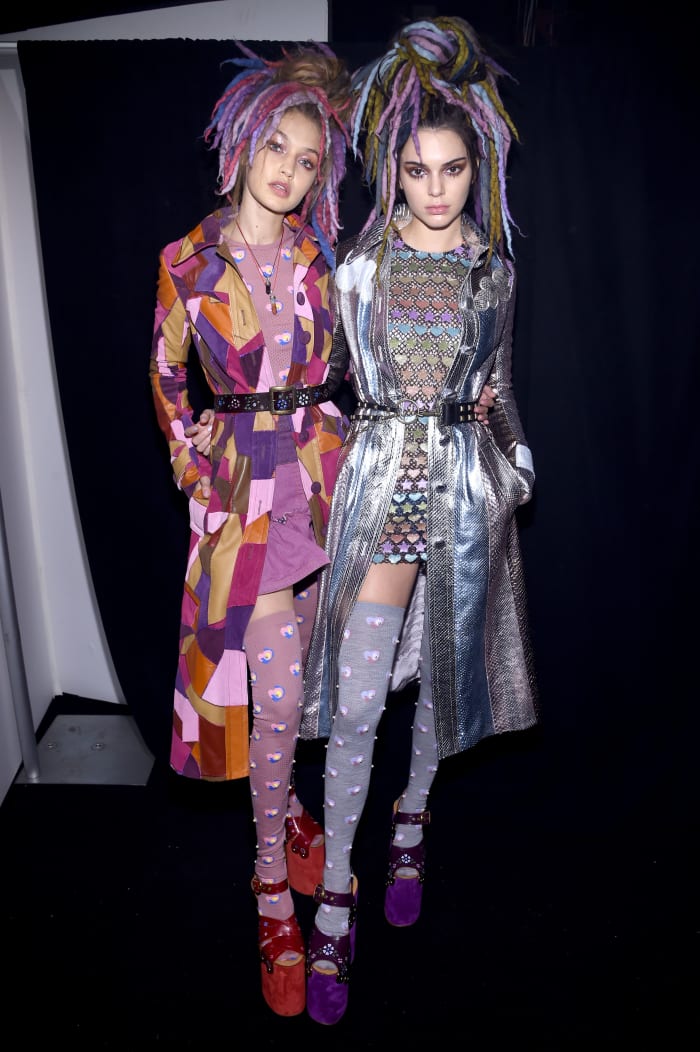 Gigi Hadid and Kendall Jenner at the Marc Jacobs spring 2017 runway show. Photo: Dimitrios Kambouris/Getty Images