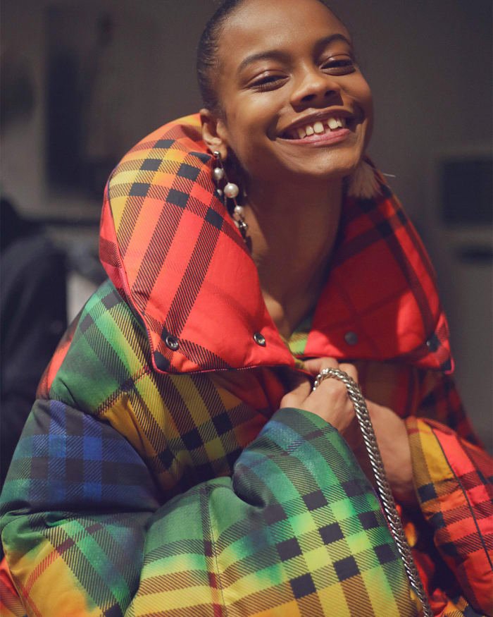 Model Aaliyah Hydes in a look from Burberry's February 2018 collection. Photo: @burberry/Instagram
