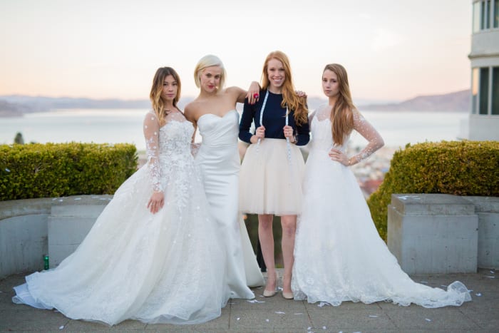 Anomalie co-founder Leslie Voorhees (second from right) and models in Anomalie dresses. Photo: courtesy