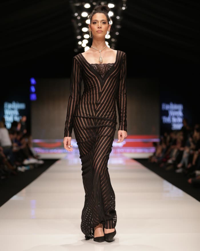 Israel's first Miss Trans World, Talleen Abu Hanna, modeling in the Turning the Tables show. Photo: Avi Valdman