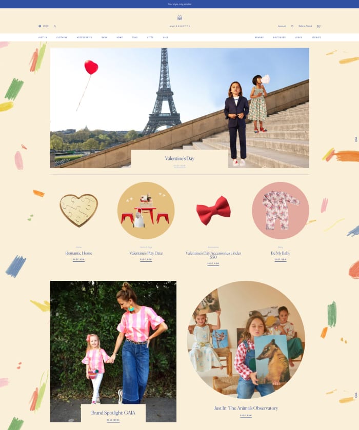 The Maisonette homepage, Maisonette.com. Photo: Courtesy of Maisonette