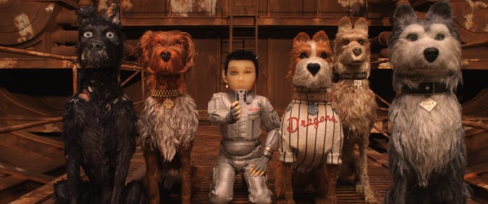 Chief (Bryan Cranston), King (Bob Balaban), Atari (Koyu Rankin), Boss (Bill Murray), Rex (Edward Norton) and Duke (Jeff Goldbloom). Photo: Fox Searchlight