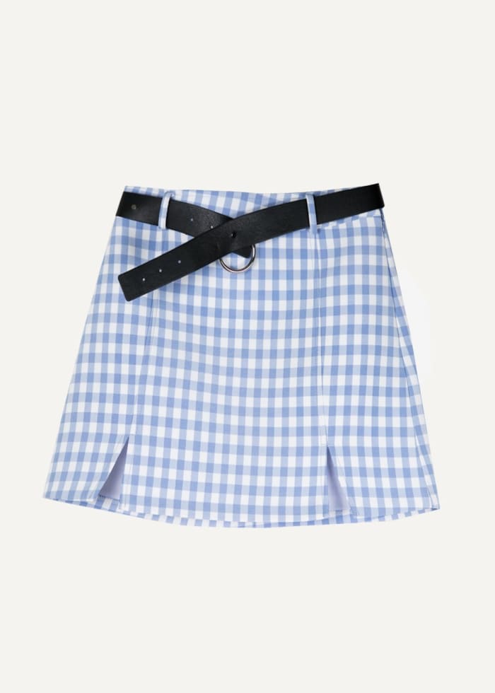 Gingham Light Blue Mini Skirt, $129, available at the Frankie Shop.