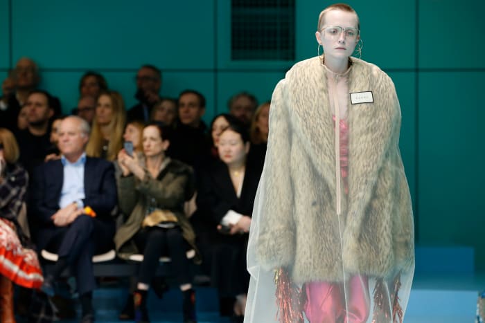 A look from Gucci's Fall 2018 collection. In October, the fashion house announced its plans to ban fur beginning with its Spring 2018 collection. Photo: Estrop/Getty Images