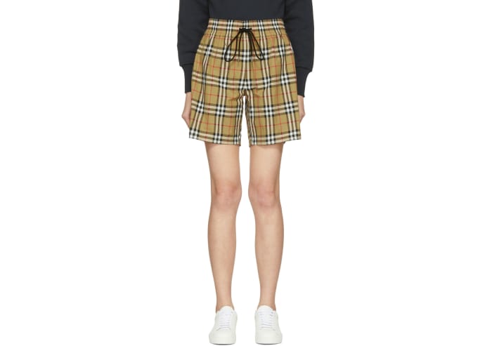 Burberry Beige Vintage Check Shorts, $350, available at SSENSE.