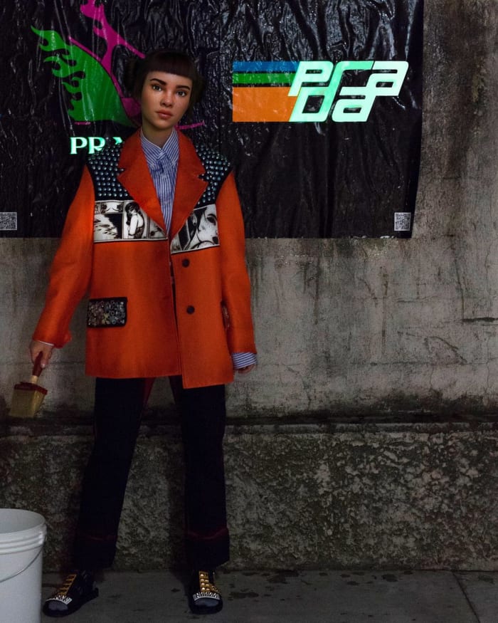 Miquela Sousa at Prada's Fall 2018 runway show in Milan. Photo: @lilmiquela/Instagram