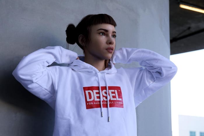 Miquela Sousa in Diesel. Photo: @lilmiquela/Instagram