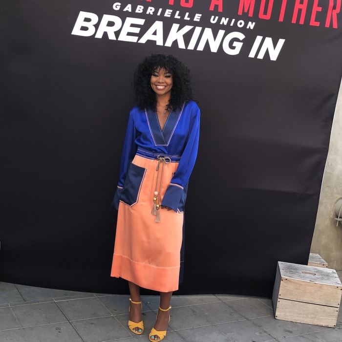 Gabrielle Union in Peter Pilotto at a meet and greet for "Breaking In". Photo: @breakinginmovie/Instagram