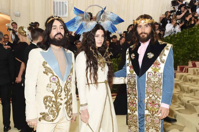 Alessandro Michele, Lana del Rey, Jared Leto at the 2018 Met Gala. Photo: Jamie McCarthy/Getty Images