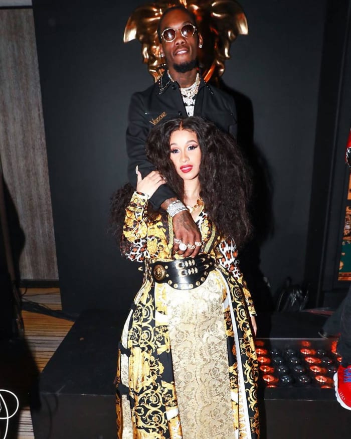 Cardi B and Offset in Versace. Photo: @upscalehype/Instagram