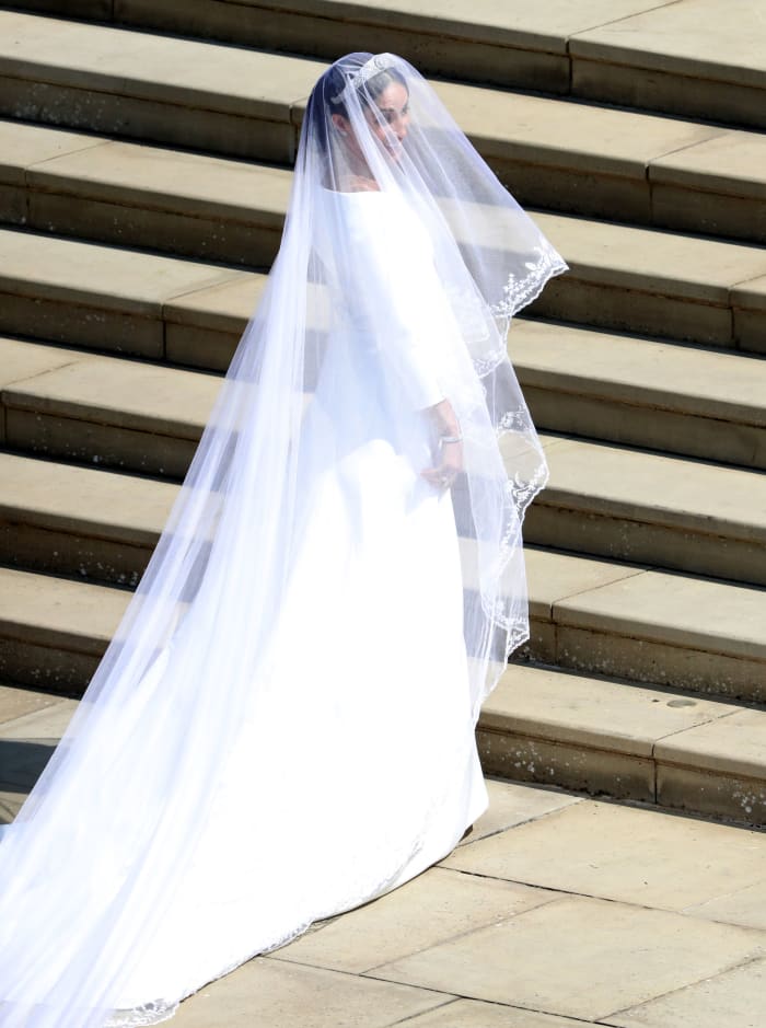 Meghan Markle in Givenchy at her wedding to Prince Harry at St George's Chapel, Windsor Castle in Windsor, England. Photo: Andrew Matthews - WPA Pool/Getty Images