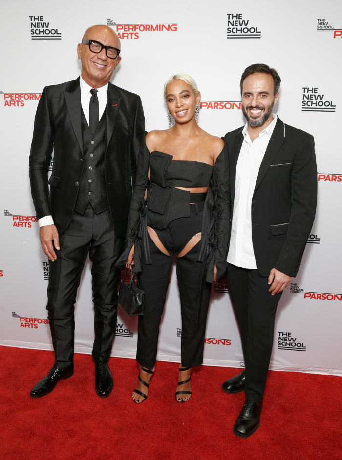 Honorees Marco Bizzarri, Solange Knowles and José Neves at the 70th Annual Parsons Benefit. Photo: Brian Ach/Getty Images for The New School