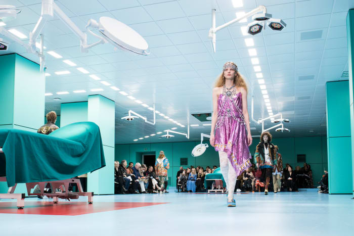 A look from Gucci's Fall 2018 runway show during Milan Fashion Week. Photo: Pietro D'aprano/Getty Images