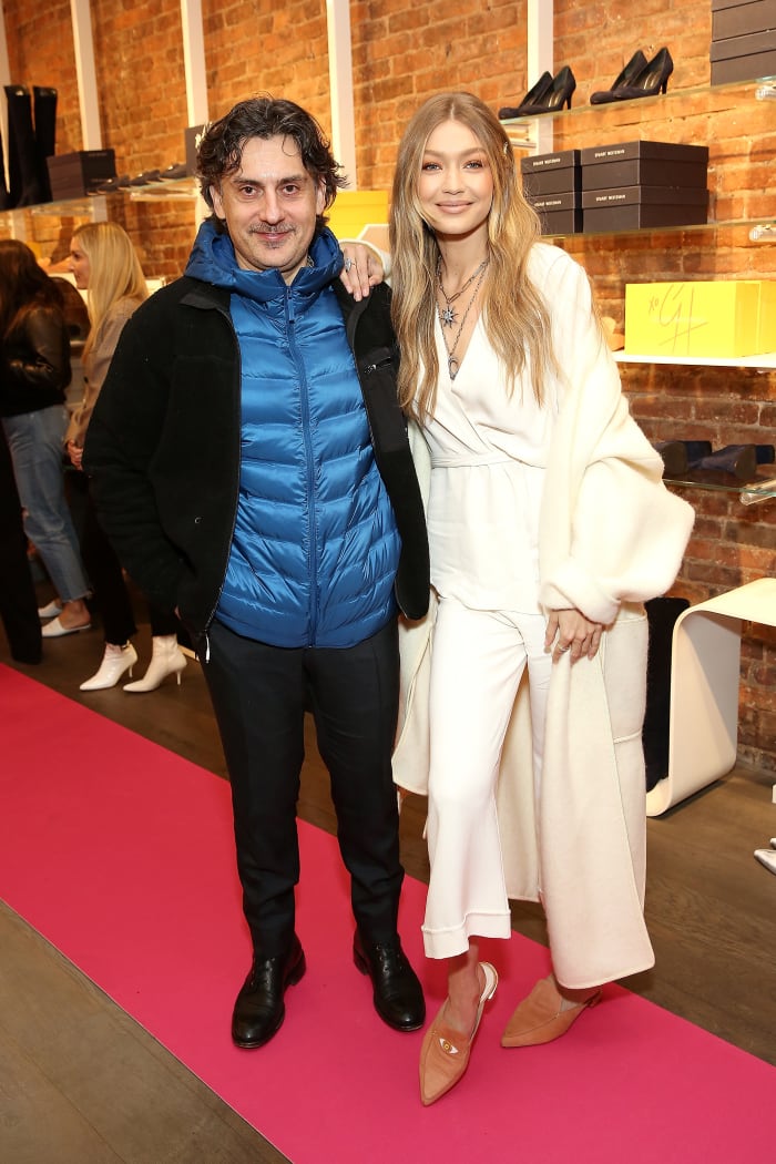 Morelli and Gigi Hadid at a Stuart Weitzman event last November. Photo: Monica Schipper/Getty Images for Stuart Weitzman