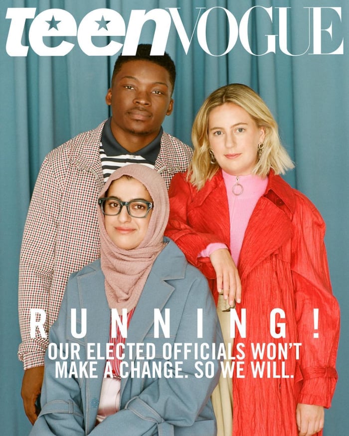 Hadiya Afzal, Ja'Mal Green, and Kat Kerwin on the latest issue of "Teen Vogue." Photo: Katie McCurdy