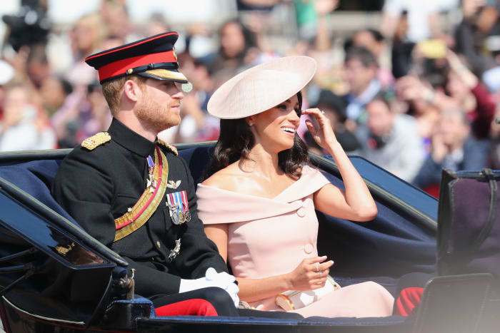 Prince Harry, Duke of Sussex and Meghan, Duchess of Sussex during Trooping The Colour in London, England. Photo: Chris Jackson/Getty Images