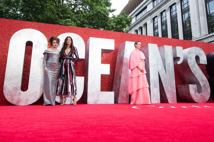 Helena Bonham Carter, Sandra Bullock and Sarah Paulson at the "Ocean's 8" U.K. premiere on Wednesday. Photo: Jeff Spicer/FilmMagic