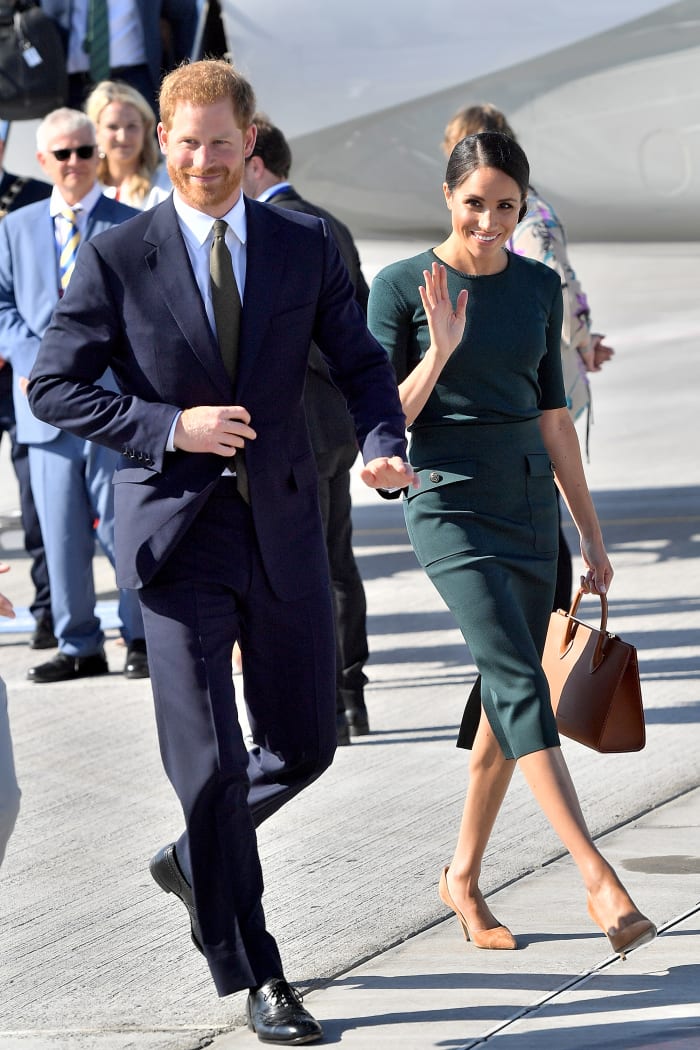 The Duke and Duchess of Sussex arrive at Dublin Airport for their visit to Ireland on Tuesday. Photo: Samir Hussein/WireImage