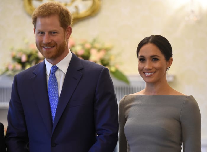 Prince Harry, Duke of Sussex and Meghan, Duchess of Sussex meet Ireland's President, Michael Higgins, at Aras an Uachtarain in Dublin, Ireland. Photo: Clodagh Kilcoyne/WPA Pool/Getty Images