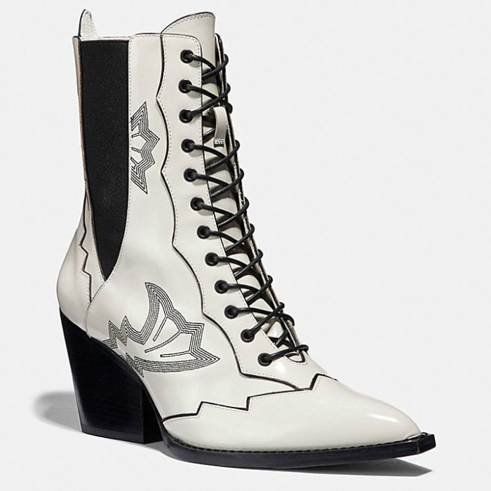Coach Lace-Up Bootie With Western Stitch, $595, available here.