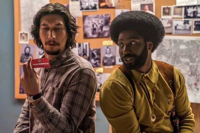 Flip Zimmermann (Adam Driver) and Ron Stallworth (John David Washington). Photo: David Lee/Focus Features