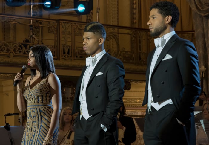 Cookie (Taraji P. Henson) in her tango dress, Hakeem (Bryshere Gray) and Jamal (Jussie Smollett). Photo: Chuck Hodes/Fox