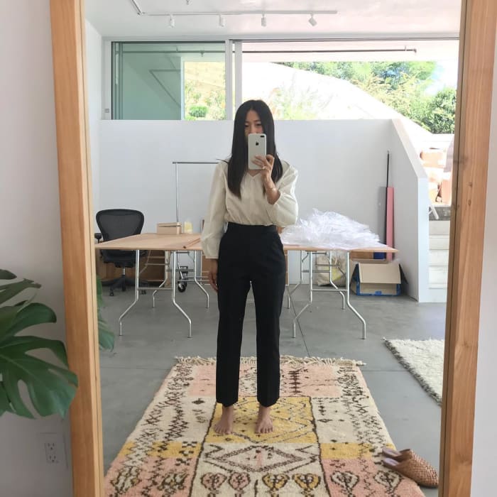 Jeana Sohn Elio pants, $396, available here. Photo: @jeanasohn/Instagram