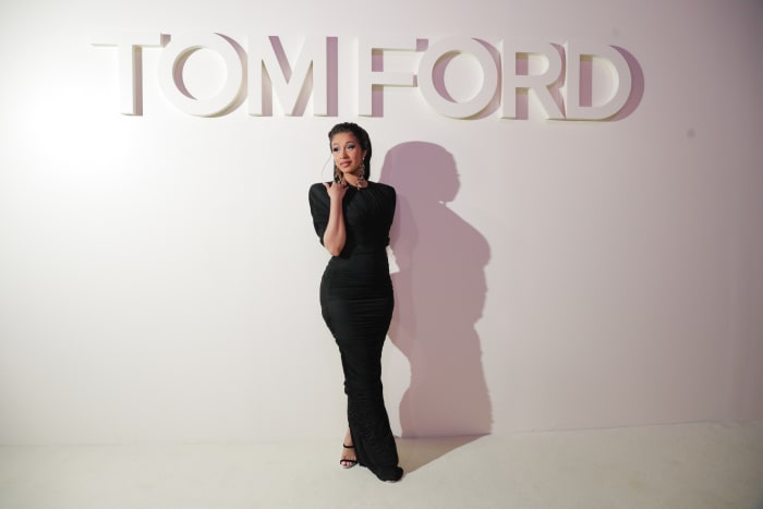 Cardi B at Tom Ford's Spring 2019 runway show during New York Fashion Week. Photo: Tom Ford/Courtesy of BFA
