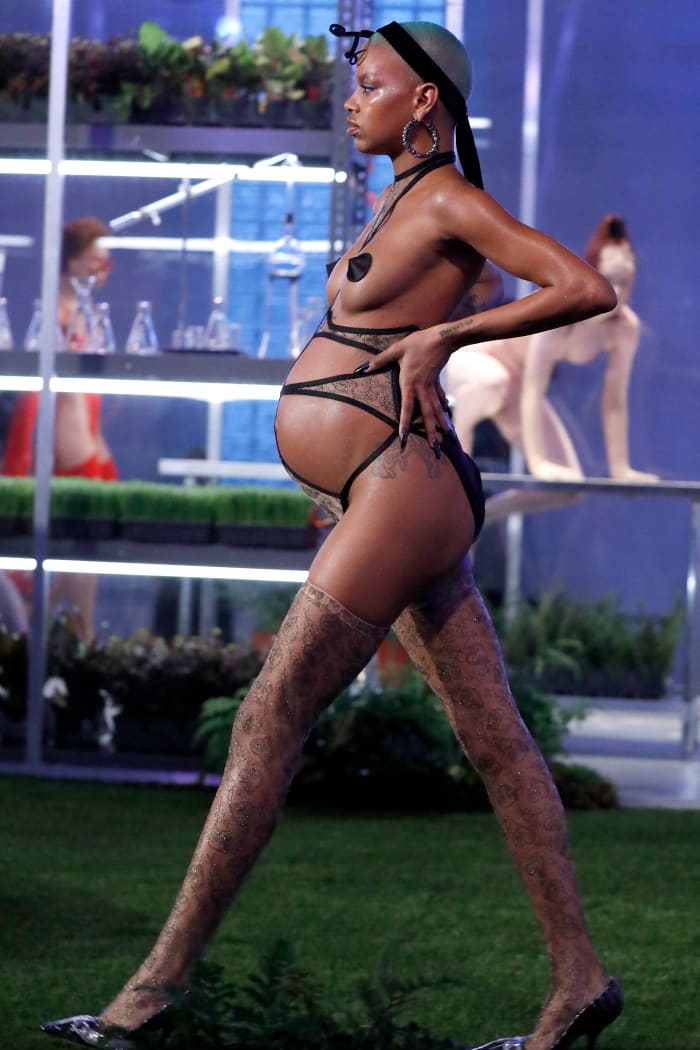 Slick Woods in a look from Savage x Fenty's Fall 2018 collection. Photo: JP Yim/Getty Images for Savage X Fenty