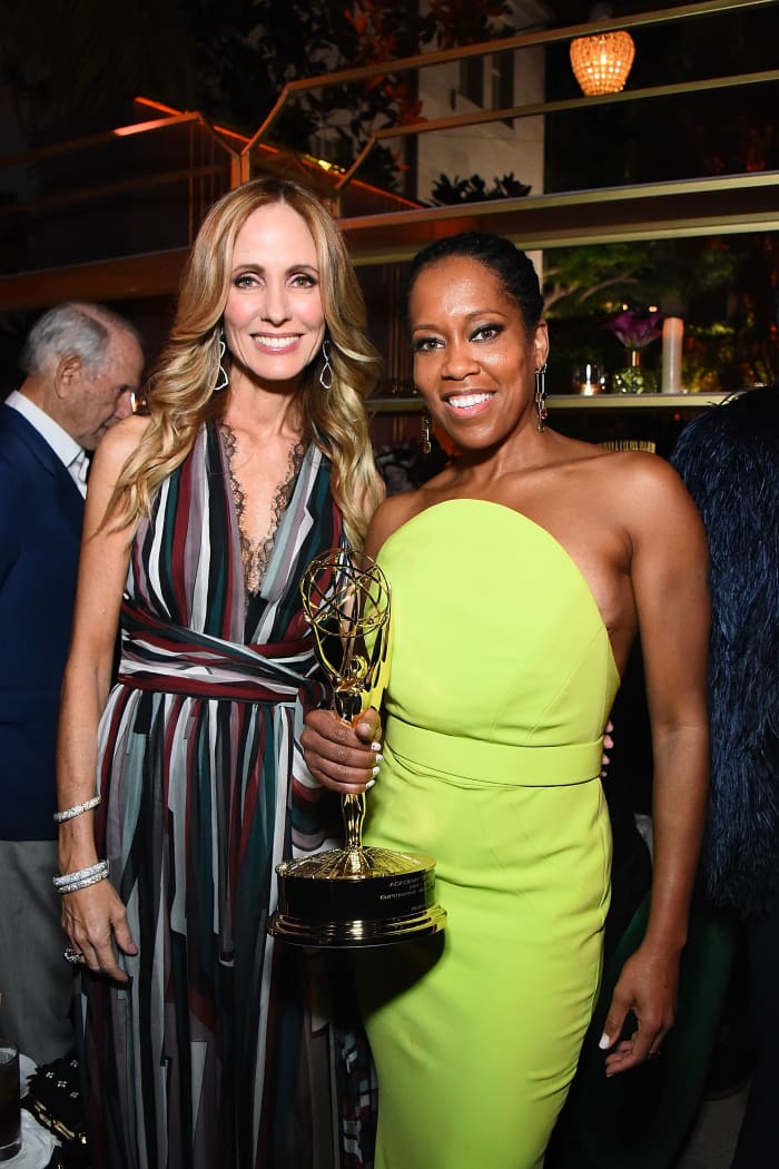 Chairwoman and Chief Executive Officer of Fox Television Group Dana Walden and Emmy winner Regina King at the Fox Broadcasting Company, FX, National Geographic and 20th Century Fox Television 2018 Emmy Nominee Party. Photo: Araya Diaz/Getty Images