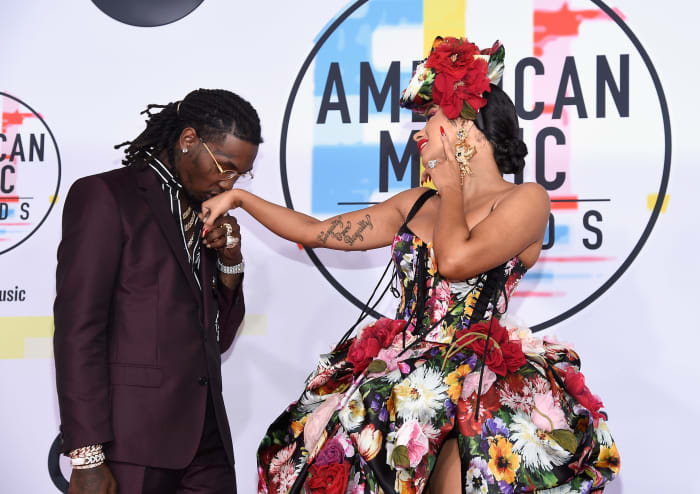 Offset and Cardi B on the red carpet at the 2018 American Music Awards. Photo: Kevork Djansezian/Getty Images