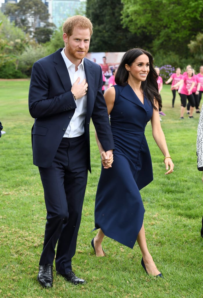 Duke of Sussex Prince Harry and Duchess of Sussex Meghan Markle attend the This Girl Can campaign at Government House on Thursday in Melbourne. Photo: Karwai Tang/WireImage