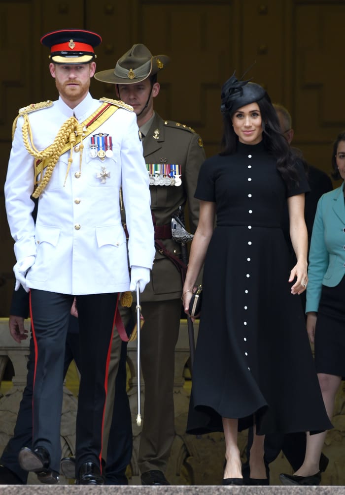 Duke of Sussex Prince Harry and Duchess of Sussex Meghan Markle at the official opening of the extension of the ANZAC Memorial in Hyde Park in Sydney, Australia. Photo: Karwai Tang/WireImage