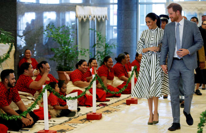 Meghan Markle and Prince Harry at the St. George Government Building in Tonga. Photo: Phil Noble - Pool/Getty Images