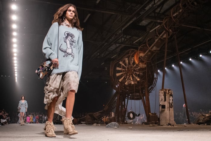 Kaia Gerber walks the runway at Coach's Spring 2019 show during New York Fashion Week. Photo: Pietro D'aprano/FilmMagic