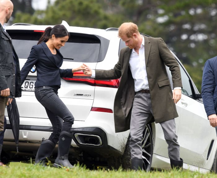 Duchess of Sussex Meghan Markle and Duke of Sussex Prince Harry dedicate an area of native bush to the Queen's Commonwealth Canopy on Tuesday in Redvale, New Zealand. Photo: Karwai Tang/WireImage