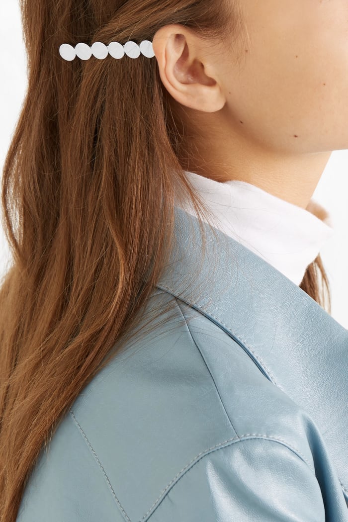 Saskia Diez Paillettes Silver-Plated Hair Slide, $120, available here.