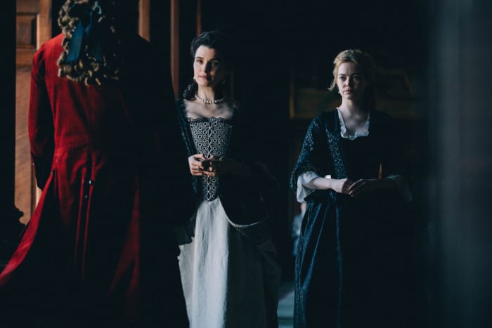 Lady Sarah Churchill (Rachel Weisz) and Abigail, moving on up. Photo: Atsushi Nishijima/Twentieth Century Fox Film Corporation