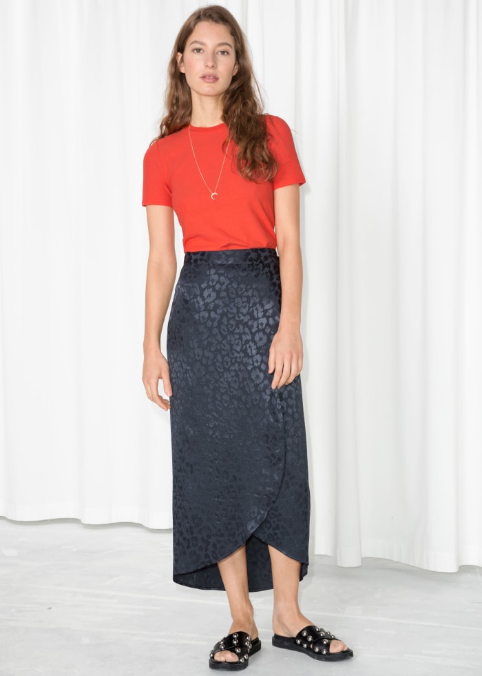 & Other Stories jacquard leopard print midi skirt, $85, available here.