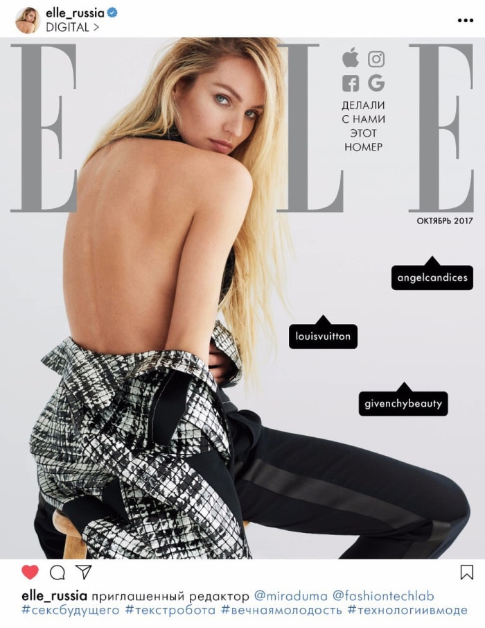 No, this isn't an Instagram embed or screenshot — it's Elle Russia's October 2017 cover. Photo: Elle Russia