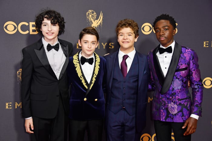 (L-R) Finn Wolfhard, Noah Schnapp, Gaten Matarazzo and Caleb McLaughlin. Photo: Frazer Harrison/Getty Images