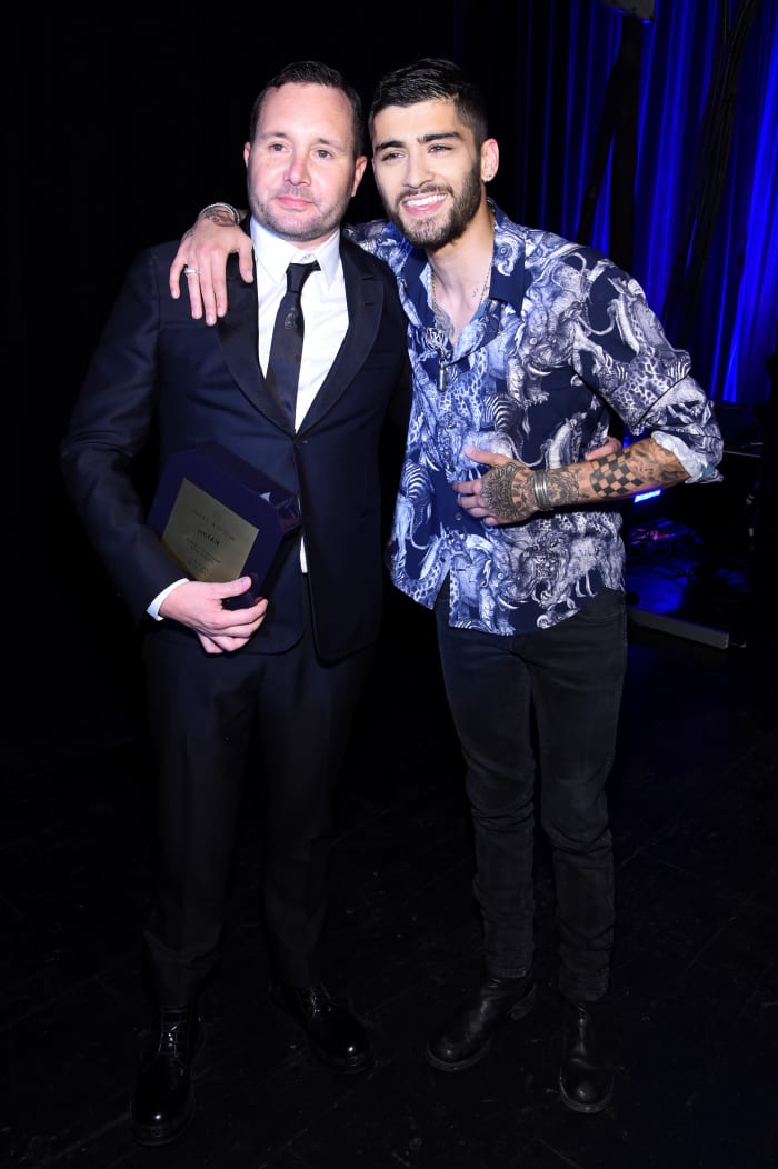 Kim Jones with Zayn Malik at the 2016 amfAR Inspiration Gala in New York City. Photo: Jamie McCarthy/Getty Images