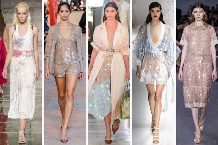 (L-R): Salvatore Ferragamo, Alberta Ferretti, Bottega Veneta, Blumarine, and No. 21. Photos: Imaxtree