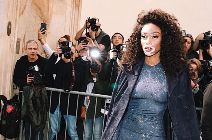 Winnie Harlow at Dior's Spring 2018 show during Paris Fashion Week. Photo: @winnieharlow/Instagram