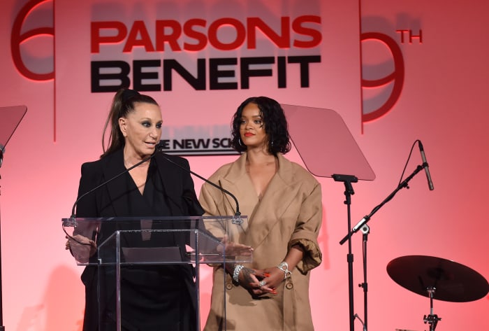 Donna Karan and Rihanna at the 69th Annual Parsons Benefit. Photo: Jamie McCarthy/Getty Images for The New School